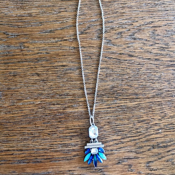 Artisan Handmade Blue Rhinestone Pendant Necklace - Picture 4 of 4